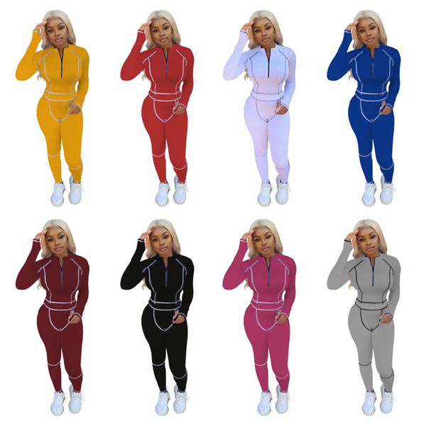 

solid color womens designers tracksuit fashion zip hoodies pullover + pants legging outfit casual clothing sets patchwork sportswear g12206, White