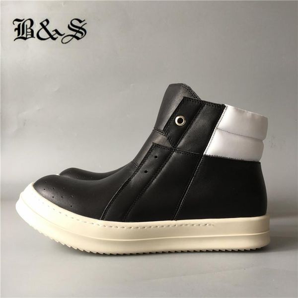 

black street классического нового квартиры подлинного кожаный кроссовка тренер boots панк стиль хип-хоп zipper ботильоны