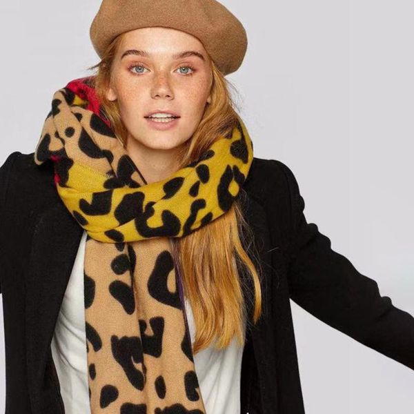 

2020 new arrival imitated cashmere scarves women colorful leopard blanket scarf lady winter thick warm shawl wraps brand scarf, Blue;gray