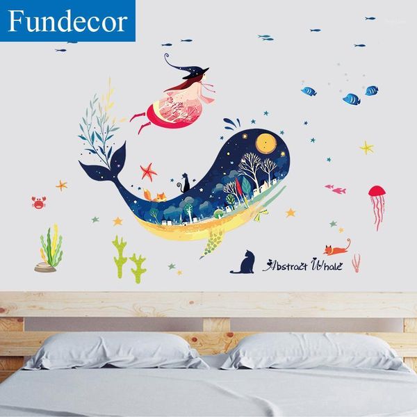 

[fundecor] submarine whale animal wall sticker for kids rooms baby girls bedroom bathroom tiles wall decals mural diy home decor1