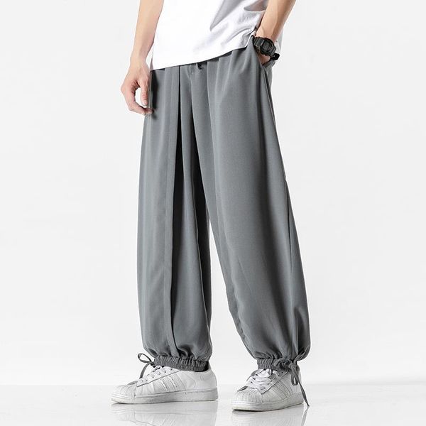 

2020 oversized pants men cotton linen wide leg pants streetwear casual hip hop streetwear harem men pencil1, Black