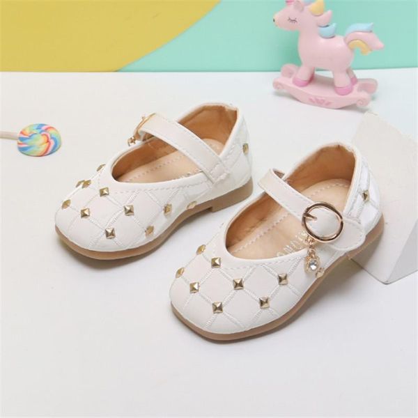 

dimi 2020 осень натуральная кожа ребёнок обувь моды заклепки принцессы кожаные ботинки мягкие non скольжению дышащая обувь для новорожденных, Black