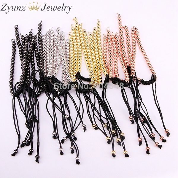 

20pcs zyz337-7490 copper 4mm beads rope macrame bracelet bangles for men women diy jewelry making findings y200730, Black