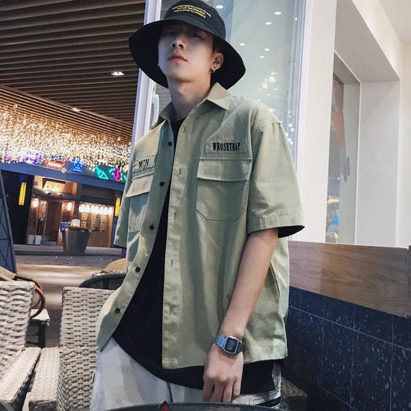 

short sleeve shirt men hip hop japanese streetwear silk ukiyoe casual shirt man summer fashion harajuku hawaiian shirts for boy, White;black