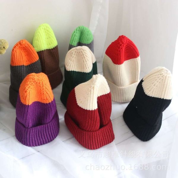 

children's fashion korean and new girls' boys' knitted multi color contrast scarf 2cwe, Red;brown