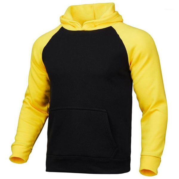 

2020 cross-border korean version of the contrast color hoodie solid color sportswear raglan sleeve custom logo factory d1, Black