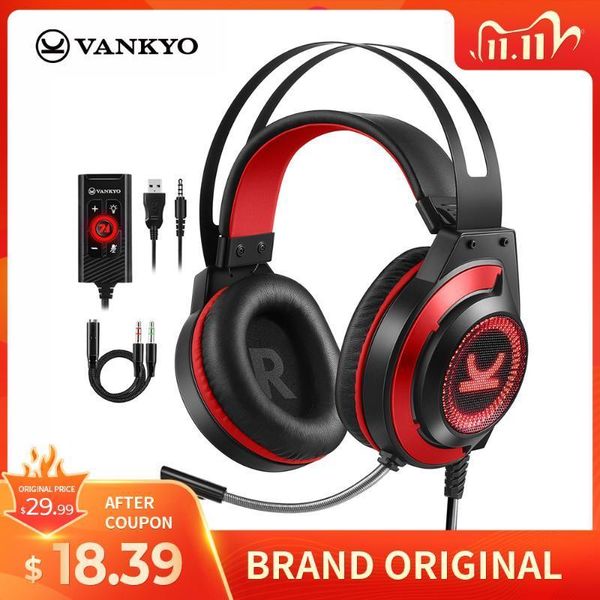 

vankyo gaming headset cm7000 gaming headphones with noise canceling mic & memory foam ear pads for pc, ps4 portable headset1