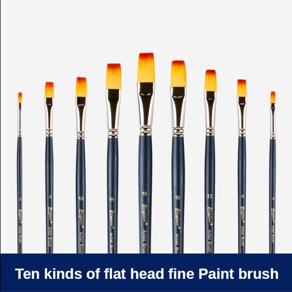 

Single flat-head nylon hair paint brush gouache oil paint brush long wooden pole fine painting brush watercolor art supplies