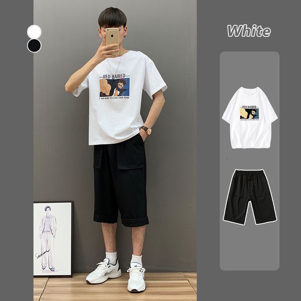 

2 sets of ins short sleeve for men's loose fashion brand youth versatile t-shirt