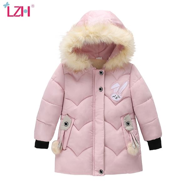 

lzh children warm outerwear coat for kids hooded jackets for girls winter cotton-padded clothes toddler girls jacket 3 4 5 years y200901, Blue;gray