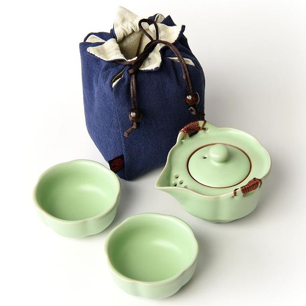 

[grandness] ruyao set include 1 pot 2 cups gaiwan ceramic teapot cup portable travel set