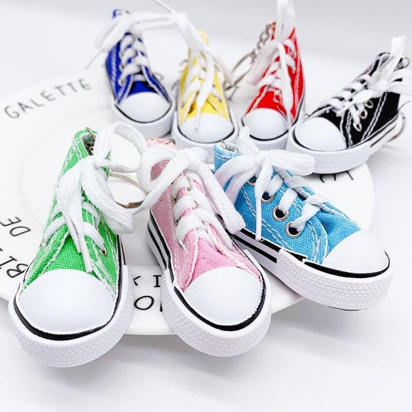

keychains fashion shoes super cool cute mini simulation canvas pendants keyring keychain for women girls souvenir favors gift, Silver