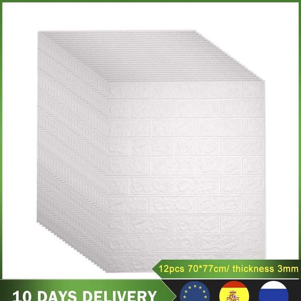 

12pcs 70*77cm diy self adhesive 3d wall stickers bedroom waterproof foam brick room wallpaper decor living wall sticker wmtbuo