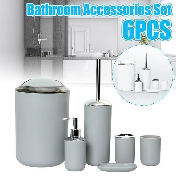 

bath accessory set 6pcs bamboo bathroom toilet brush holder toothbrush cup soap dispenser accessories 2 color