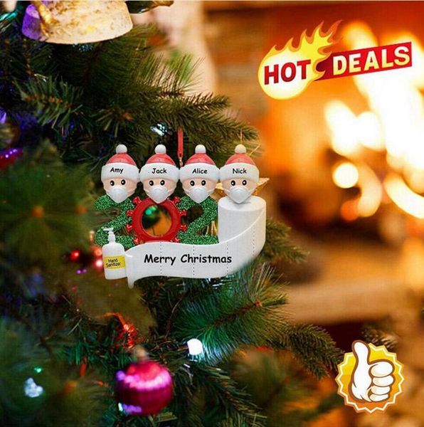 

2020 christmas tree diy family of 2 3 4 5 6 7 white brown santa pendant ornament social distancin decoration sea shipping ljjp502