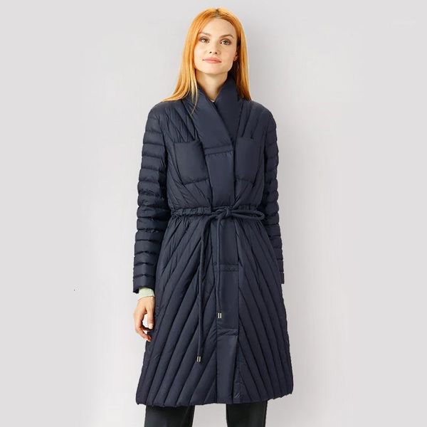 

2019 spring autum women's coat wool splice windproof thin women parka long plus size v-neck cotton jackets new1, Black