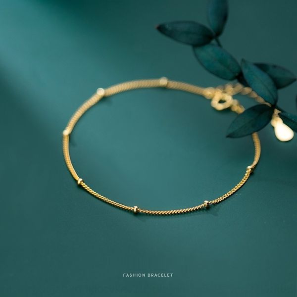 

vb6jj eloge s925 silver korean version small and simple wind small brac beads temperament silver sweet hand jewelry bracelet braceletbracele, Golden;silver