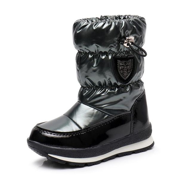

30% real wool winter baby waterproof children's -30 degree keep warm girls boys snow boots kids shoes, Black