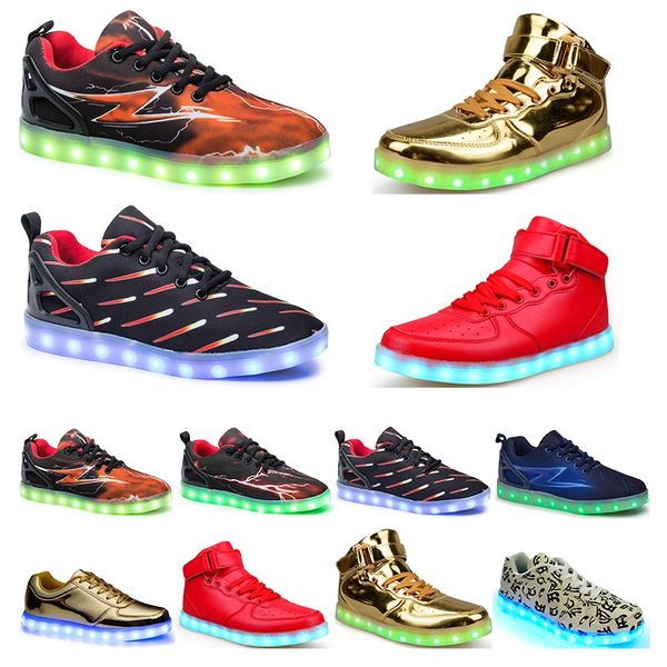 

casual luminous shoes mens womens big size 36-46 eur fashion breathable comfortable black white green red pink bule orange two 102