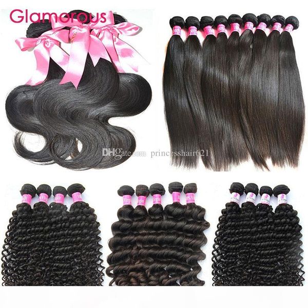 

glamorous 10pcs lot human hair weaves wholesale 8-34inch brazilian hair bundles most pupular straight body wave curly human hair extensions, Black
