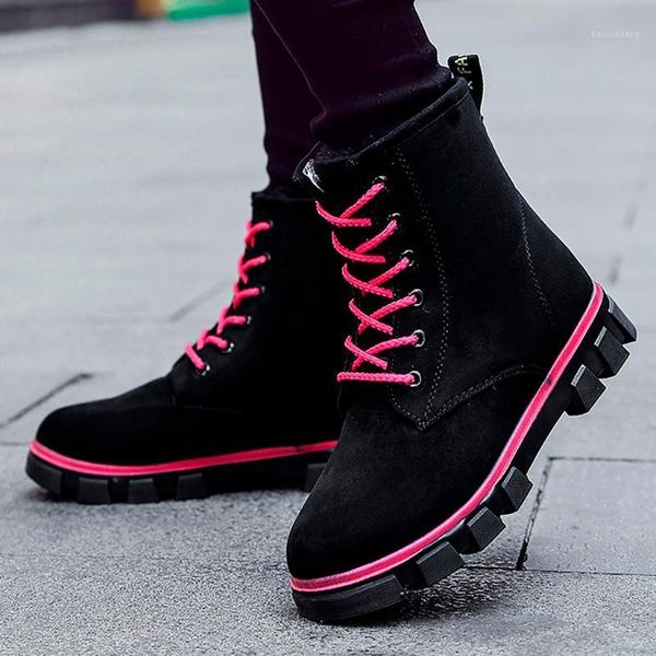

women's boots fashion women's sue flat-bottomed lace-up shoes warm snow boots round head shoes woman1, Black