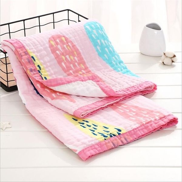 

6 layers super soft multi-usage cotton muslin swaddle seersucker kids bath towel baby blanket y200109