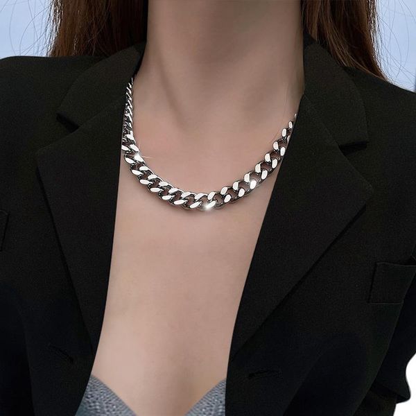 

2021 new punk hip hop curb cuban thick short choker necklace men simple minimalist chunky collar necklace women jewelry party, Silver