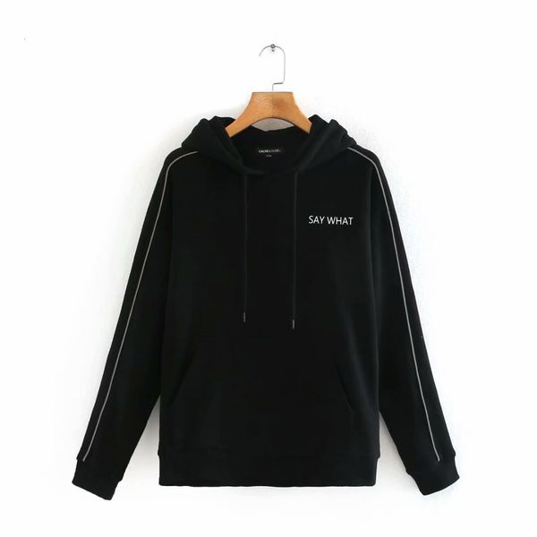

2021 new speed sell pass style autumn europe and the united states women's reflective loose hooded women who n25o, Black