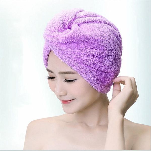 

shower caps d&p 25x68cm monolayer girl's hair drying hat bath microfiber solid towel cap super absorption water turban dry