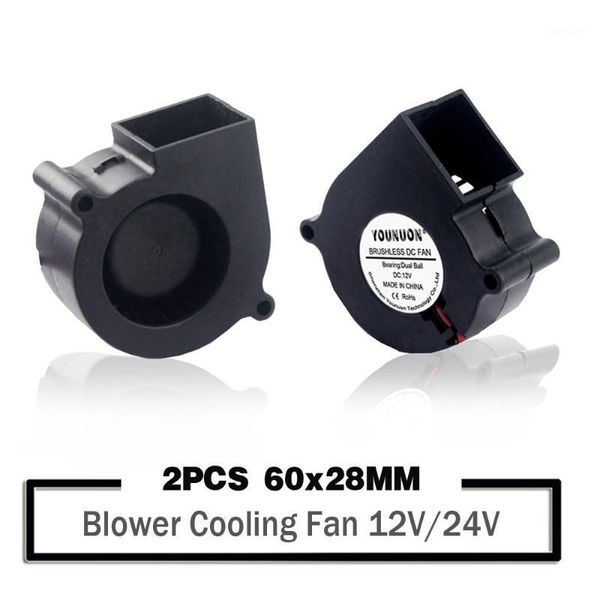 

fans & coolings 2pcs brushless cooler cooling dc centrifugal blower fan 60mm 12v 24v 2pin 60x28mm 6028 6cm sleeve dual ball heatsink radiato