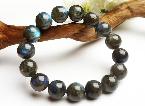 

2020 new arrival fashion stretch power bracelets for women men 15mm big round crystal bead natural labradorite bracelet, Black
