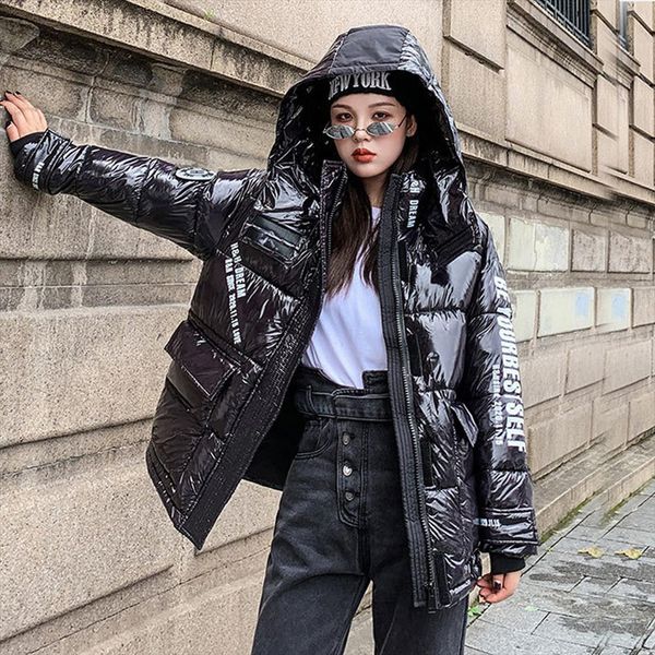 

женские ватных jaqueta feminina зимнего пальто женщины ватник стенд воротник рыхлого ватник 1910 drop shipping, Black