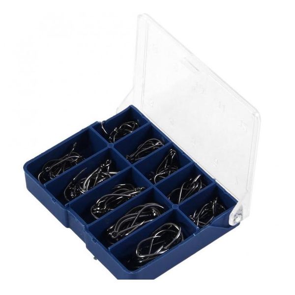 

100pcs/box fish hook high carbon steel barbed 3#-12# 10 series in fly fishing hook worm pond fishing bait holder jig ho sqcczw