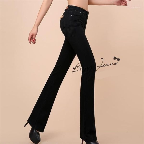 

new women boot cut jeans girls fashion bell-bottom trousers high waist flares pants large size 26-361, Blue