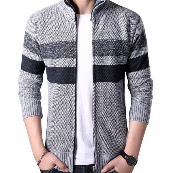 

men's sweaters vogue nice autumn winter sweater men jacket strap zipper knitwear warm sweatercoat cardigans clothing, White;black