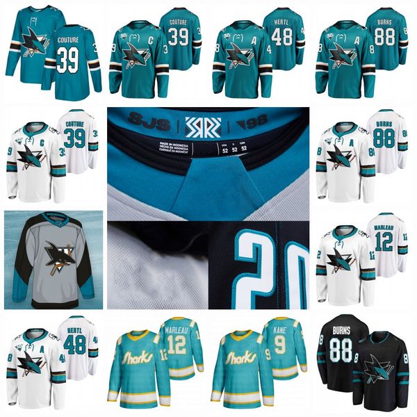

womens 12 patrick marleau 2021 30th anniversary san jose sharks reverse retro jersey logan couture evander kane brent burns martin jones, Black;red