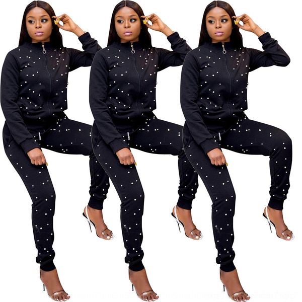 

0pi77 new r6123 s beaded sports two-piece suit for women r6123 new coat two-piece beaded sports coat coats suit for women 2ocoj, Gray