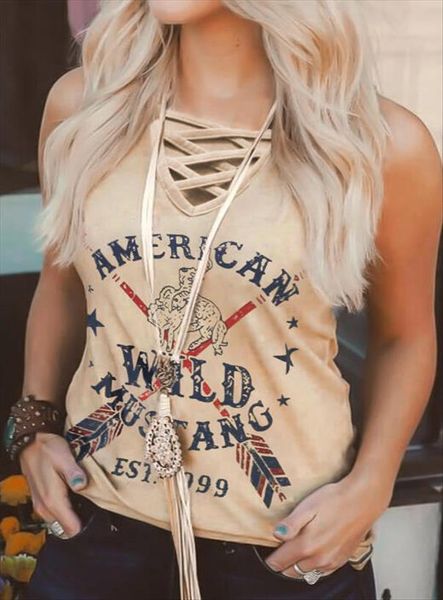 

women mustang criss cross tank ulzzang harajuku vest lady summer punk letter tee femme korean clothes plus size 2020, White