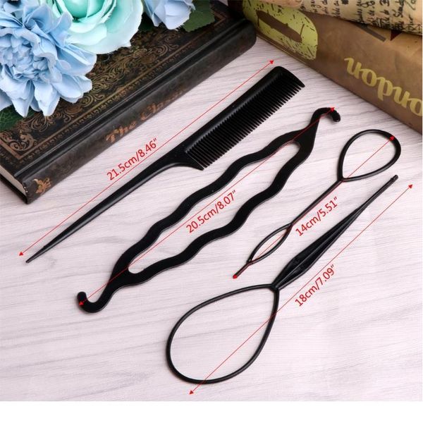 

4pcs plastic hair loop styling hair braiding tools new magic y tail ponytail hair bun maker clip for women girls ha wmtexe, Silver