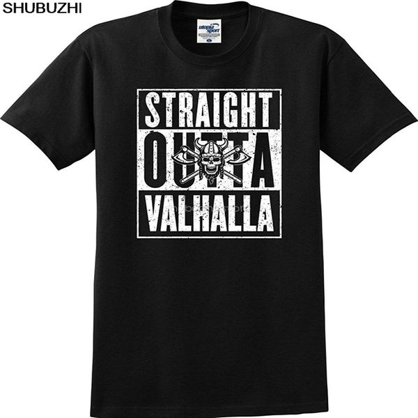 

sport cotton new 100% cotton t-shirts men straight outta valhalla viking skull and crossed axes t-shirt t-shirt sbz5590