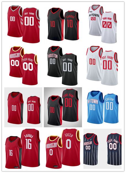 

75th custom mens womens houston's rockets's 16 usman garuba 0 jalen green 4 danuel house jr. 2 david nwaba basketball jerseys, Black;red