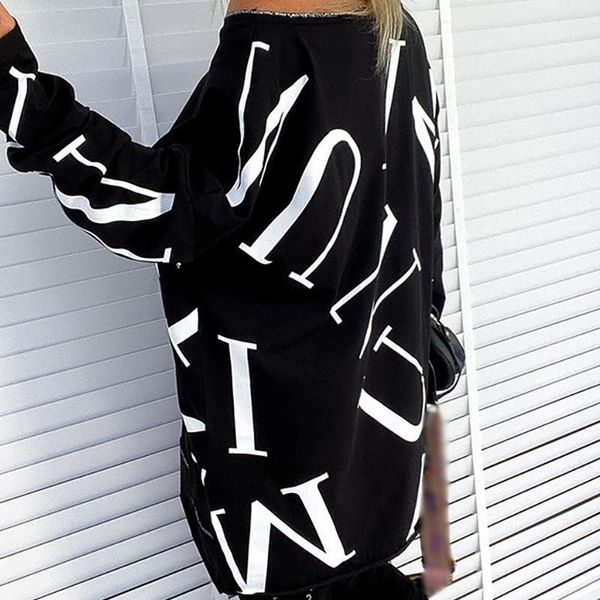 

autumn printed letter women's long sweatshirt loose long sleeve female sweatshirts 2020 new spring fashion lady ldd20201012, Black