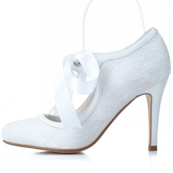 

dress shoes fashion woman pumps elegant lace high heels round toe up bride wedding thin heel zapatos plus size, Black