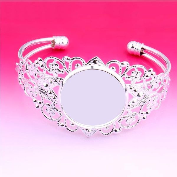 

fit 25mm silver color blank bracelet bangle for women base cabochon settings cameo tray diy jewelry making accessories h bbybgq, Black