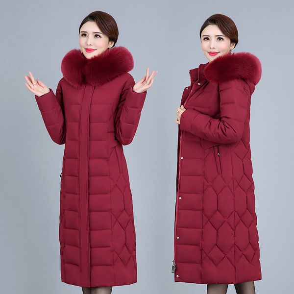 

2021 new women parker middle-aged cotton padded jacket plus size 5xl 6xl hooded thicke warm snow winter coats axrv, Black