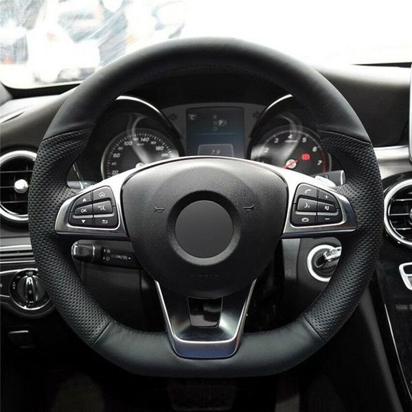 

for benz cla220 cls400 custom hand-stitch leather car steering wheel cover anti-slip design all season car accessories