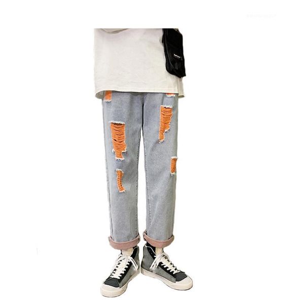 

men's jeans men ripped hole jeans1, Blue