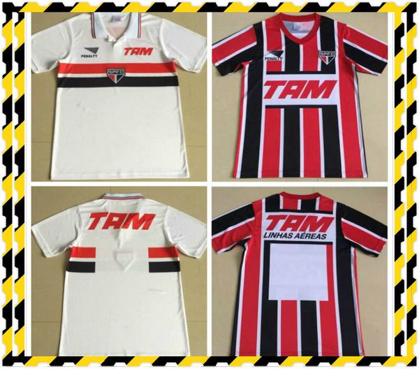

1993 retro version sao paulo soccer jerseys 1993 1994 away red black soccer shirt short sleeve custom football uniform sale, Black;yellow