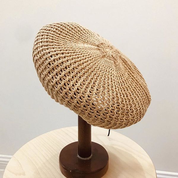 

женщины вязаные береты summer cap chic парижская стиль мягкие легкие вязание крючком вязать вырез берет дышащий хлопок линия beanie hat 2010, Blue;gray