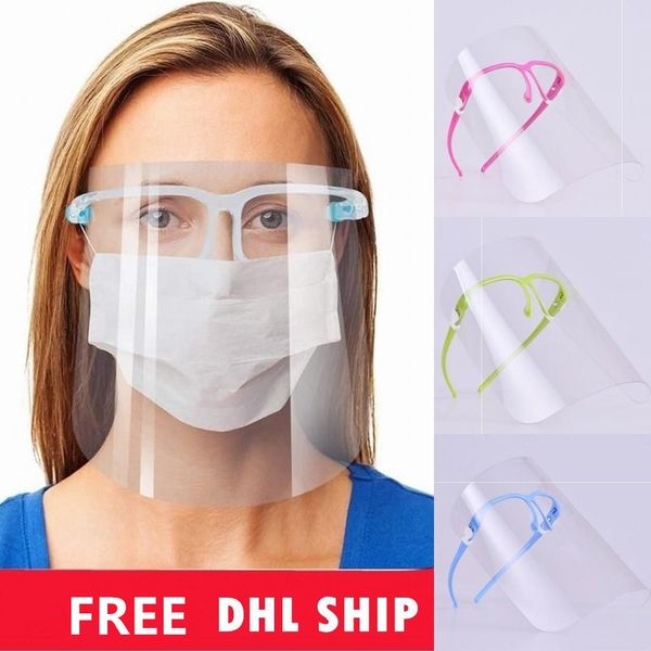 

us stock face shield transparent full face cover oil-splash proof anti-uv protective faceshield with glass frame anti-fog eye face masks